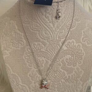 KATE SPADE Two-Tone Pavé & Stone Pawlina Mini Pendant Necklace in Silver/RoseGld